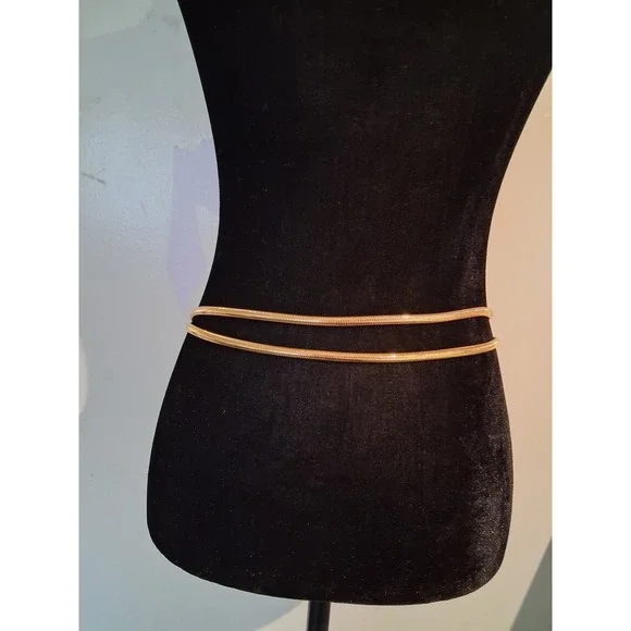 Judith Leiber Vintage Gold Double Snake Chain Belt Faux Pearl Crystal Baubles31" - Picture 2 of 8